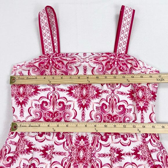 Talbots Women's Printed Tie Waist Midi Dress Size 6 Petite Pink Medallion - Picture 14 of 16